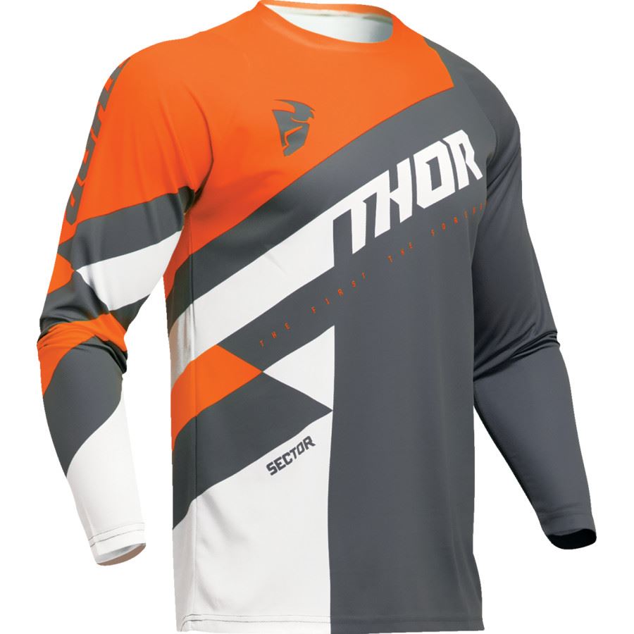 Thor 2025 Youth Sector Checker Charcoal Orange Motocross Jersey